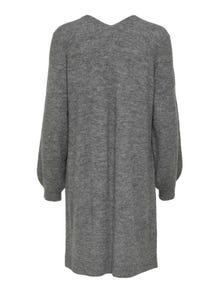 ONLY Relaxed fit V-Hals Geribde mouwuiteinden Ballonmouwen Lange jurk -Dark Grey Melange - 15207844