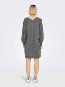 ONLY V-hals Strikket kjole -Dark Grey Melange - 15207844