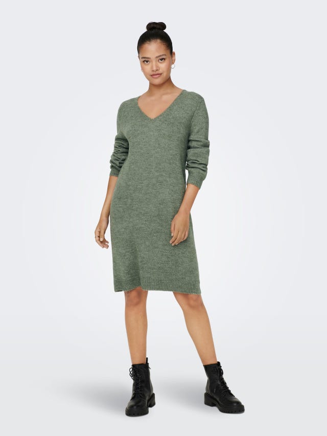 ONLY V-neck Knitted Dress - 15207844