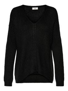 ONLY V-neck knitted pullover -Black - 15208245