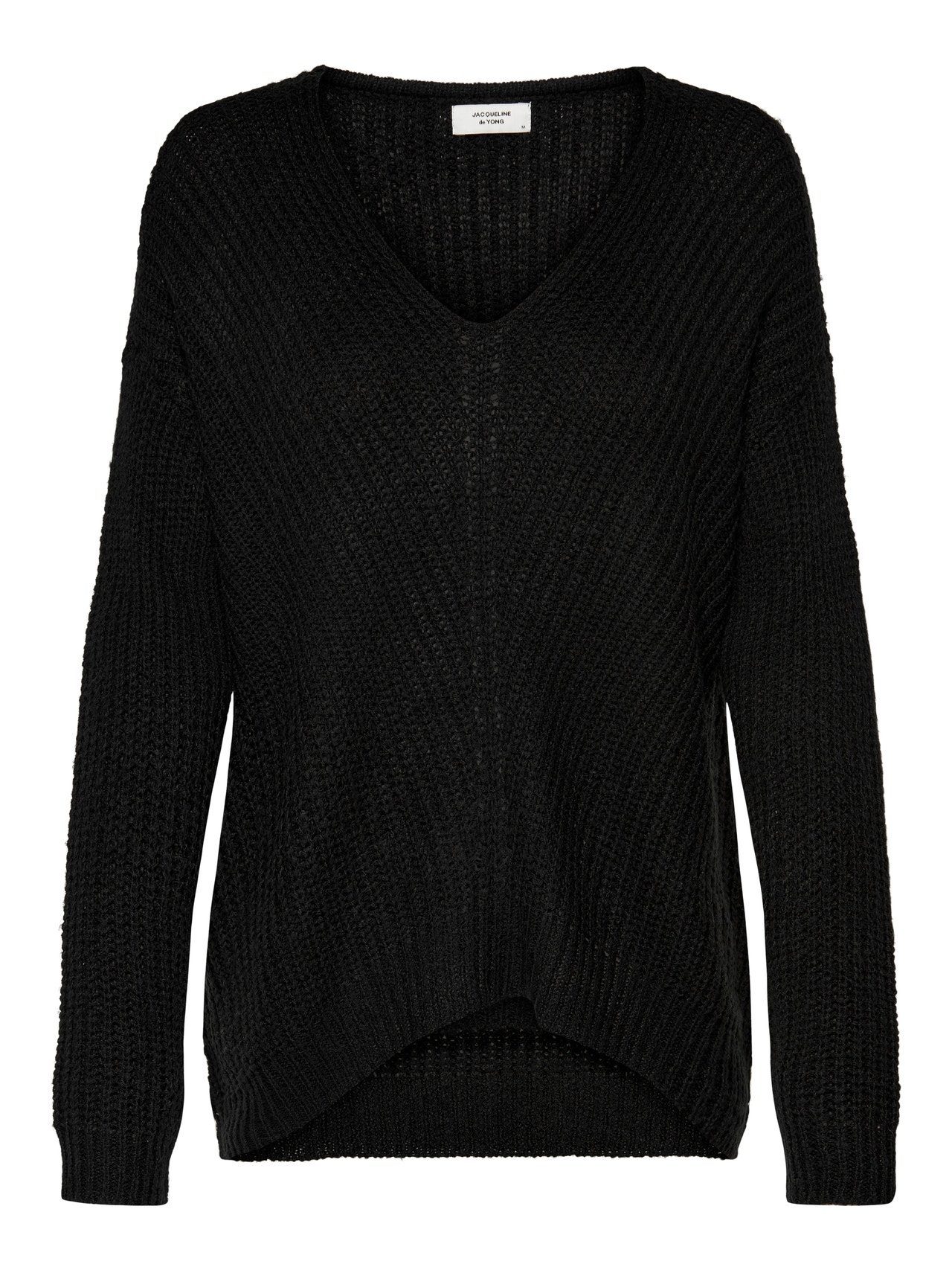 ONLY V-Neck Ribbed cuffs Dropped shoulders Pullover -Black - 15208245
