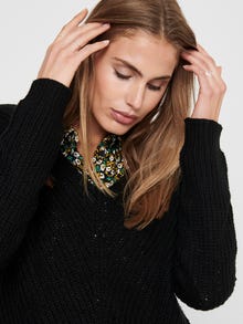 ONLY V-neck knitted pullover -Black - 15208245