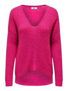 ONLY V-neck knitted pullover -Beetroot Purple - 15208245