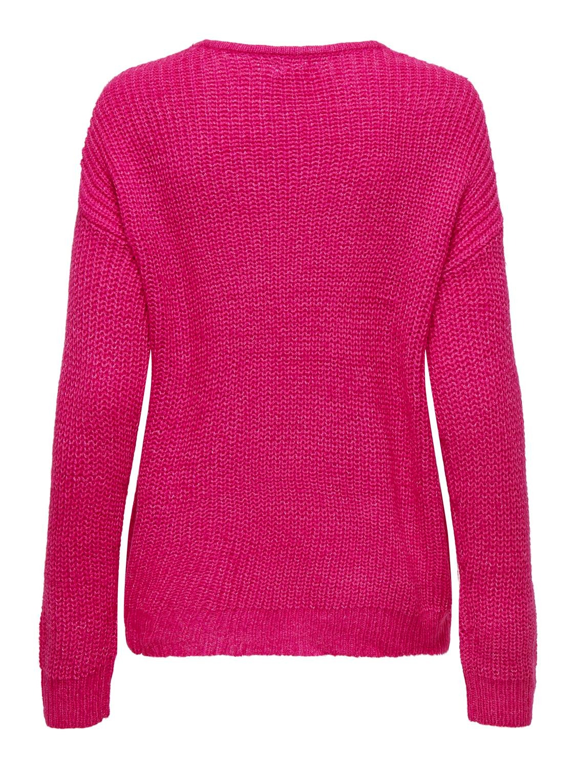 ONLY V-neck knitted pullover -Fuchsia Purple - 15208245