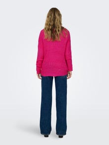 ONLY V-Neck Ribbed cuffs Dropped shoulders Pullover -Fuchsia Purple - 15208245