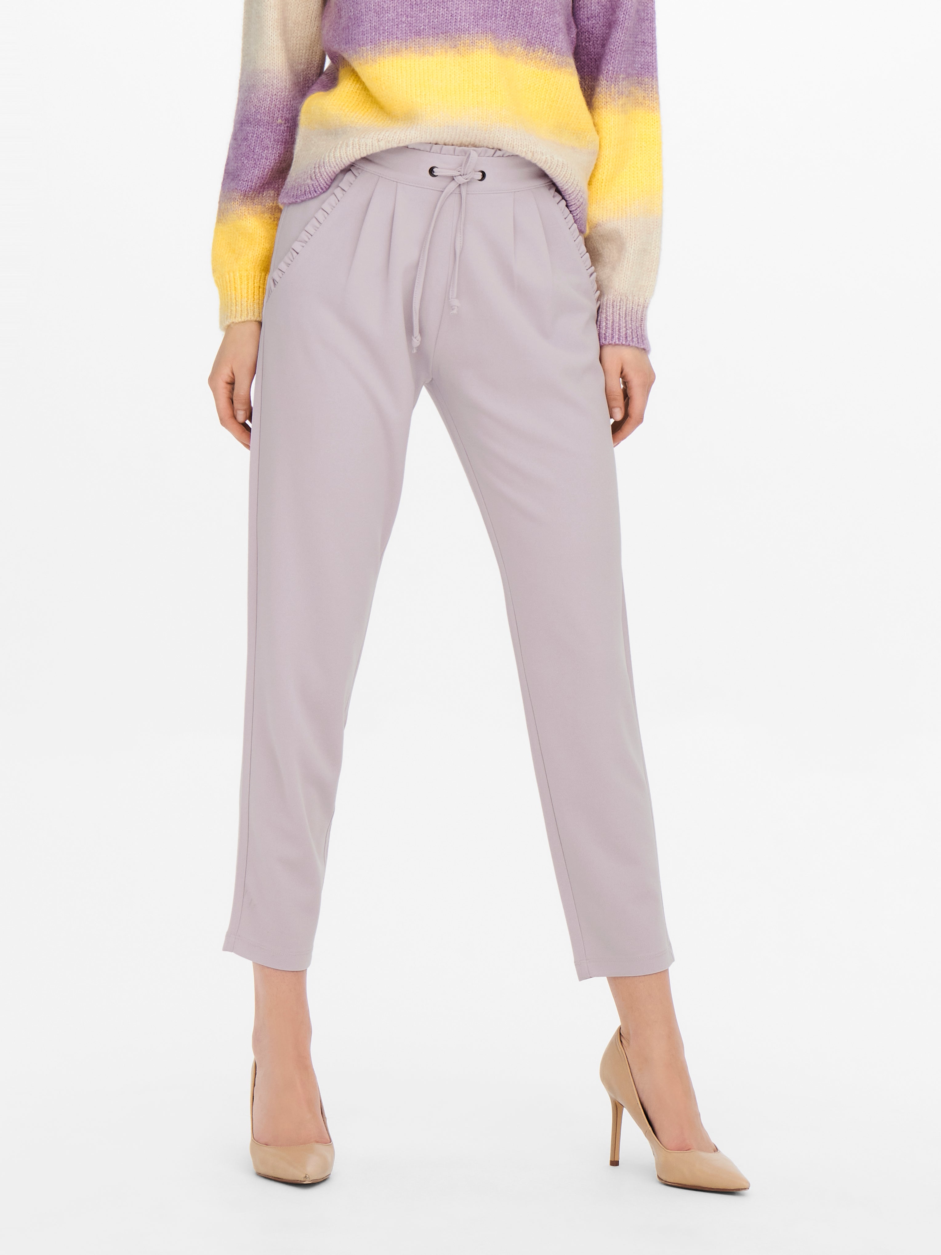 pastel purple trousers