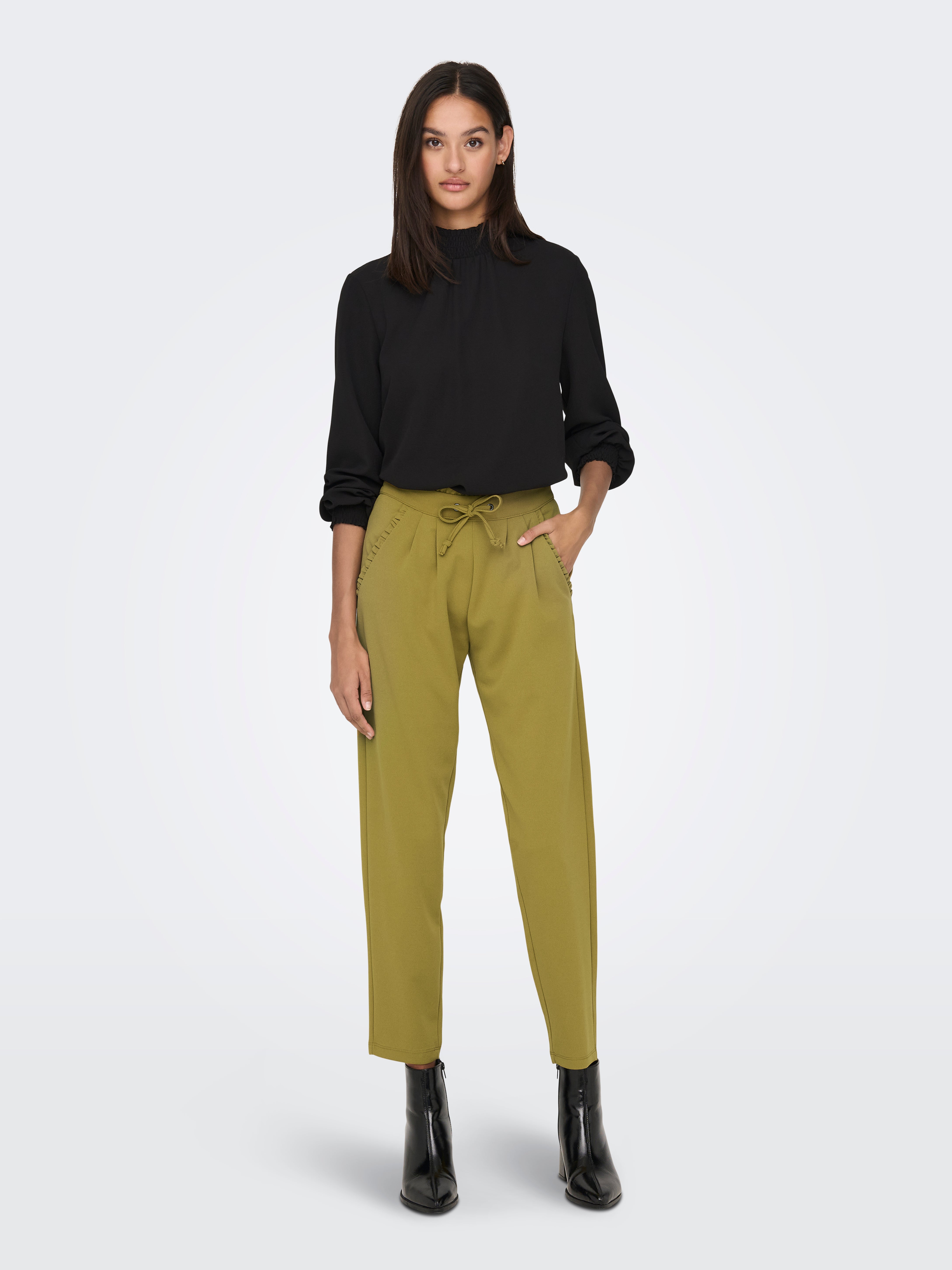 Olive green pants clearance with side pockets