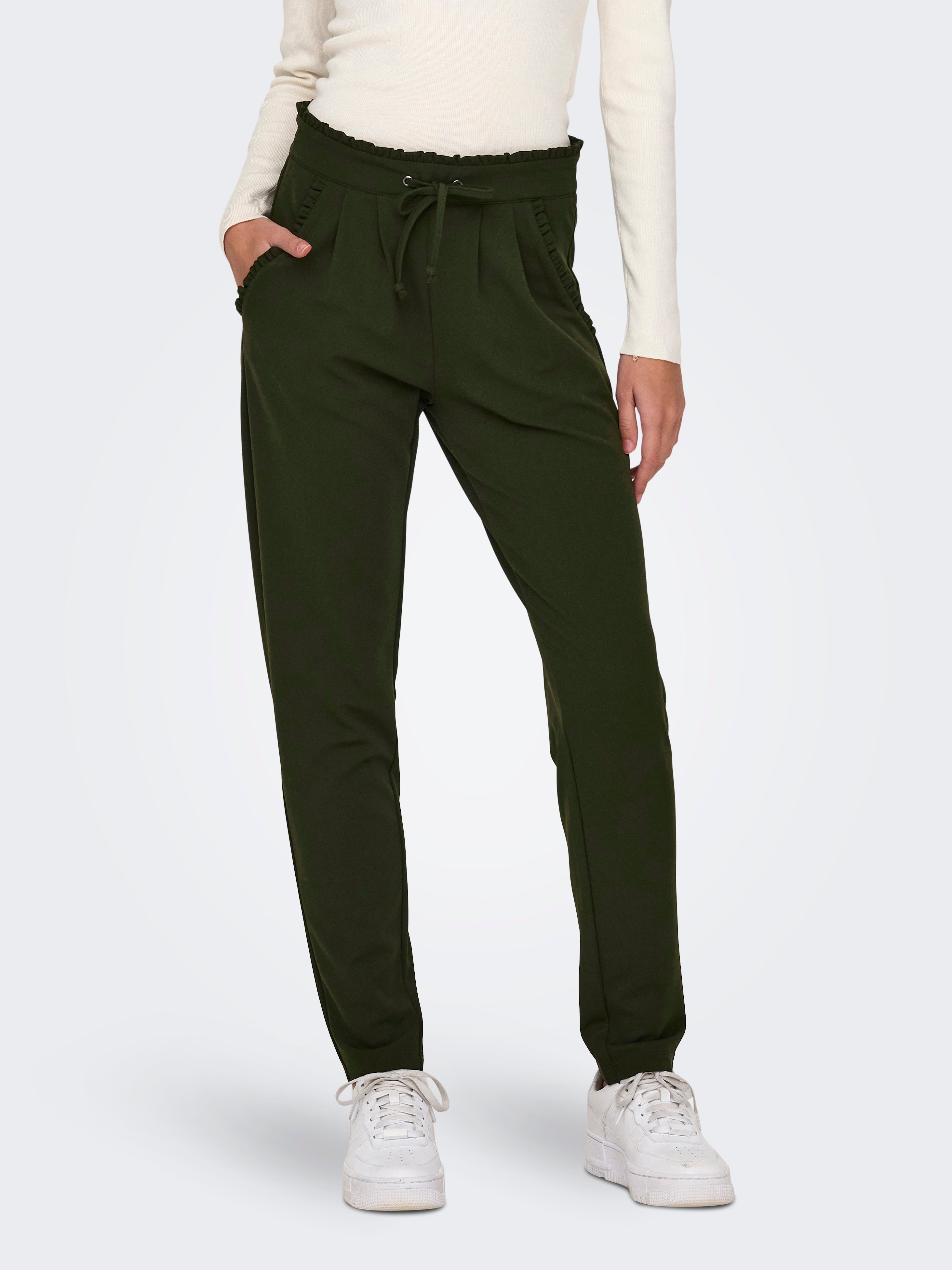 Olive green pants sale with side pockets