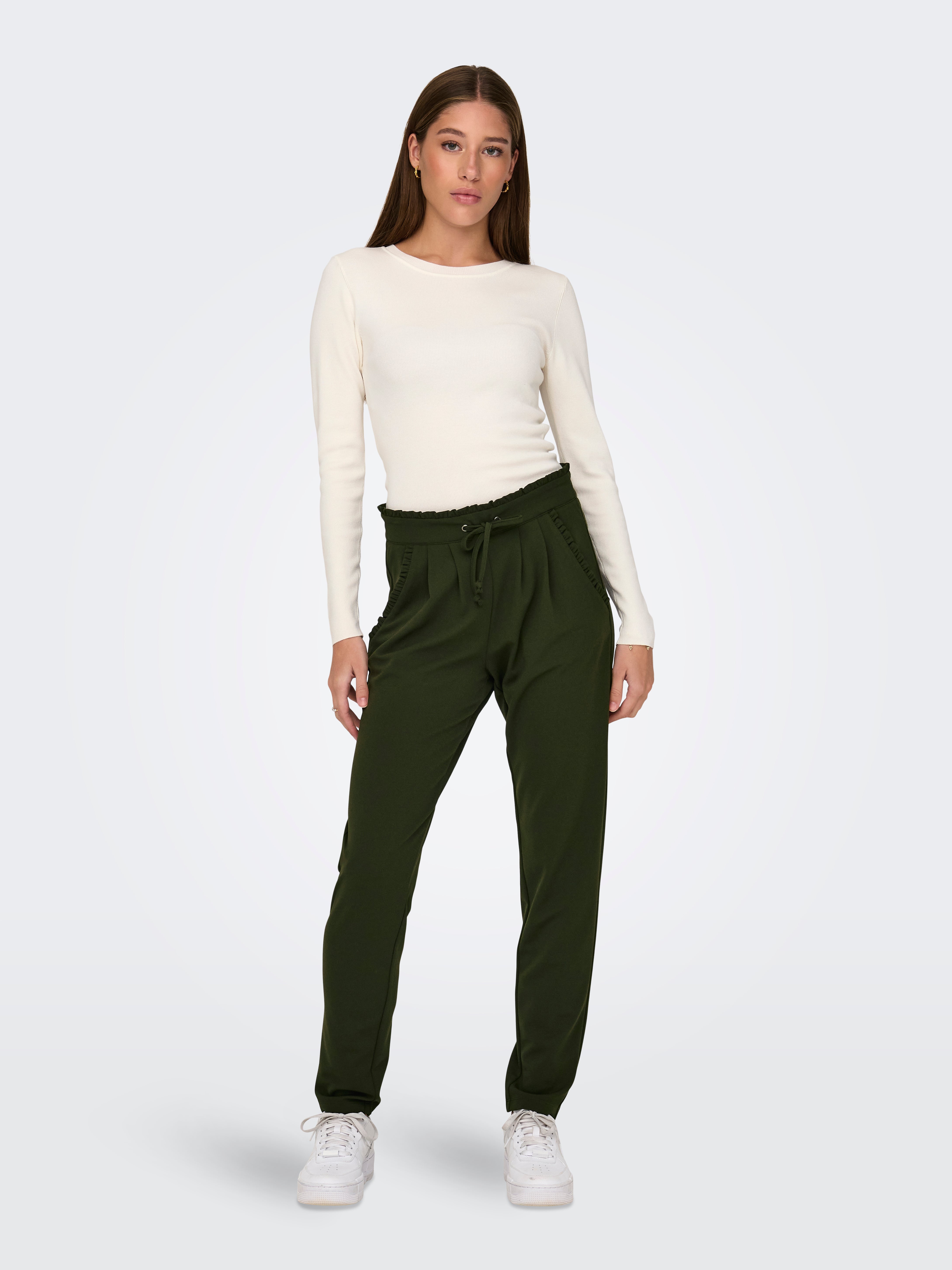 Olive green pants sale with side pockets