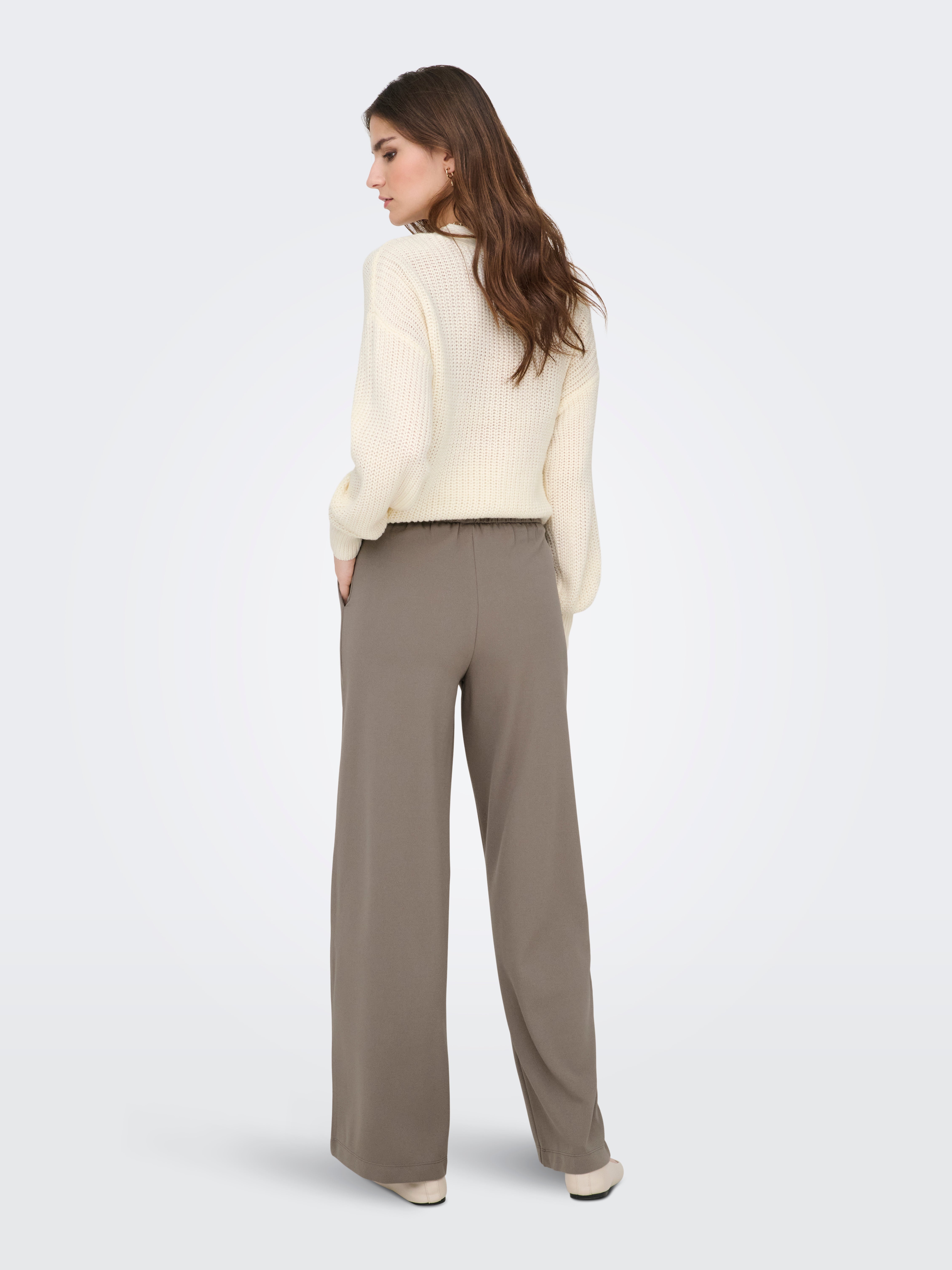 Easelle Pantalon Droit Ample à Taille élastique En Satin Doré Pour