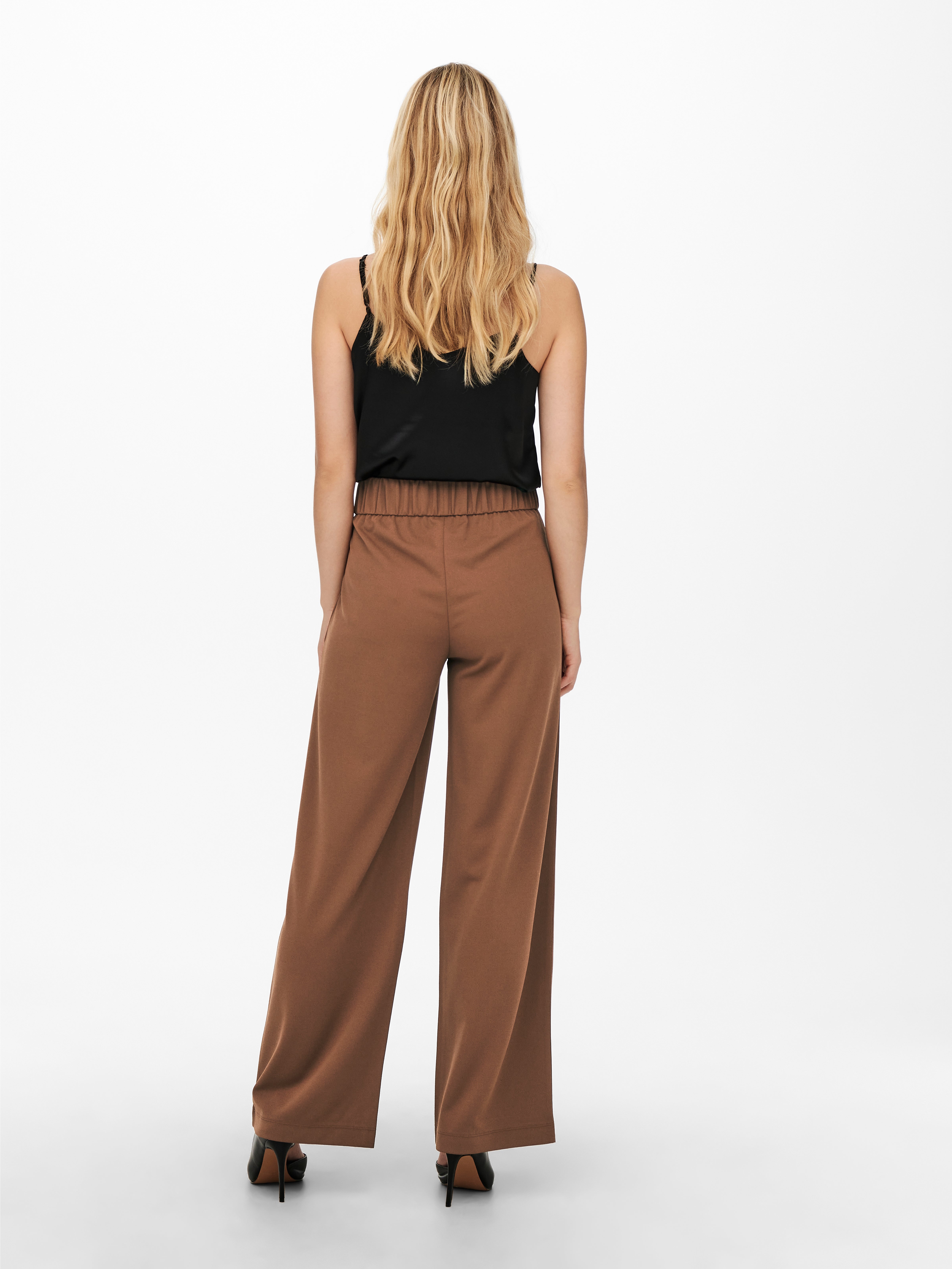 JDYGEGGO Mittlere Taille Weiter Beinschnitt Hose | Dunkelbraun | ONLY®