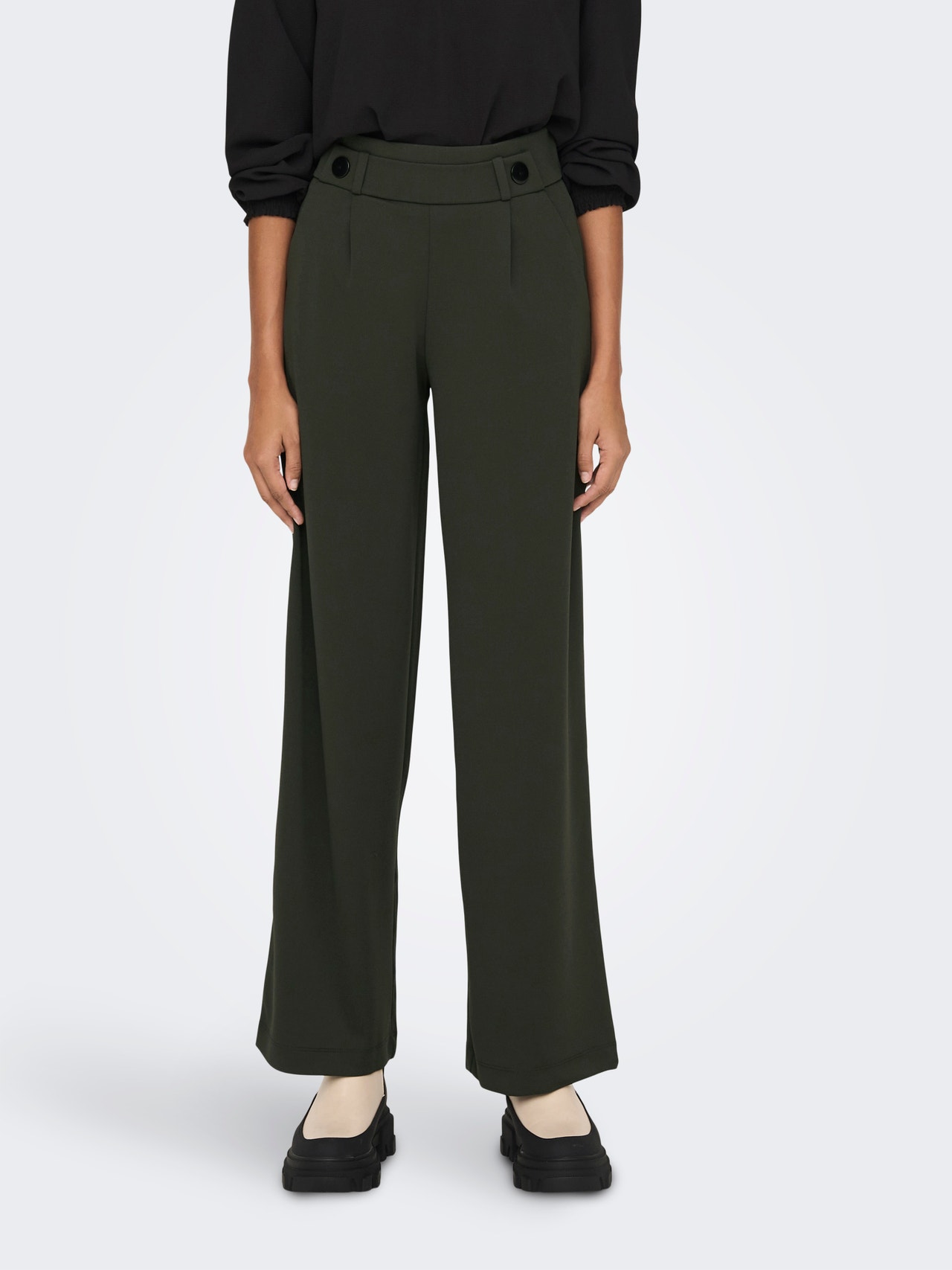 ONLY Wide Leg Fit Mid waist Trousers -Peat - 15208430