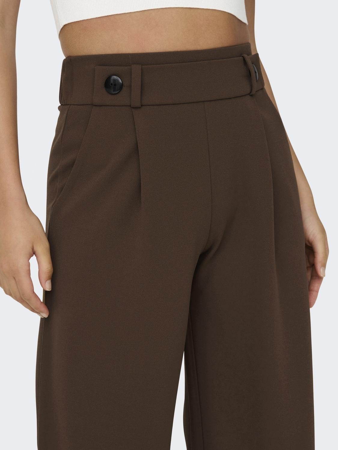 Mango Charlie Wide Leg Trousers Dark Brown 4