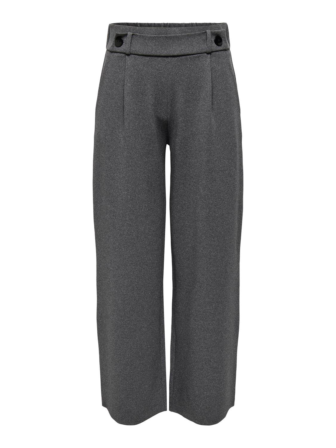 ONLY Wide Leg Fit Mid waist Trousers -Medium Grey Melange - 15208430
