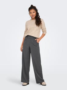 ONLY Wide Leg Fit Mid waist Trousers -Medium Grey Melange - 15208430