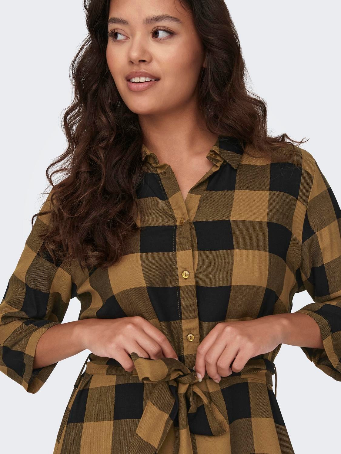 ONLY Maxi Checked Shirt dress -Toasted Coconut - 15209058