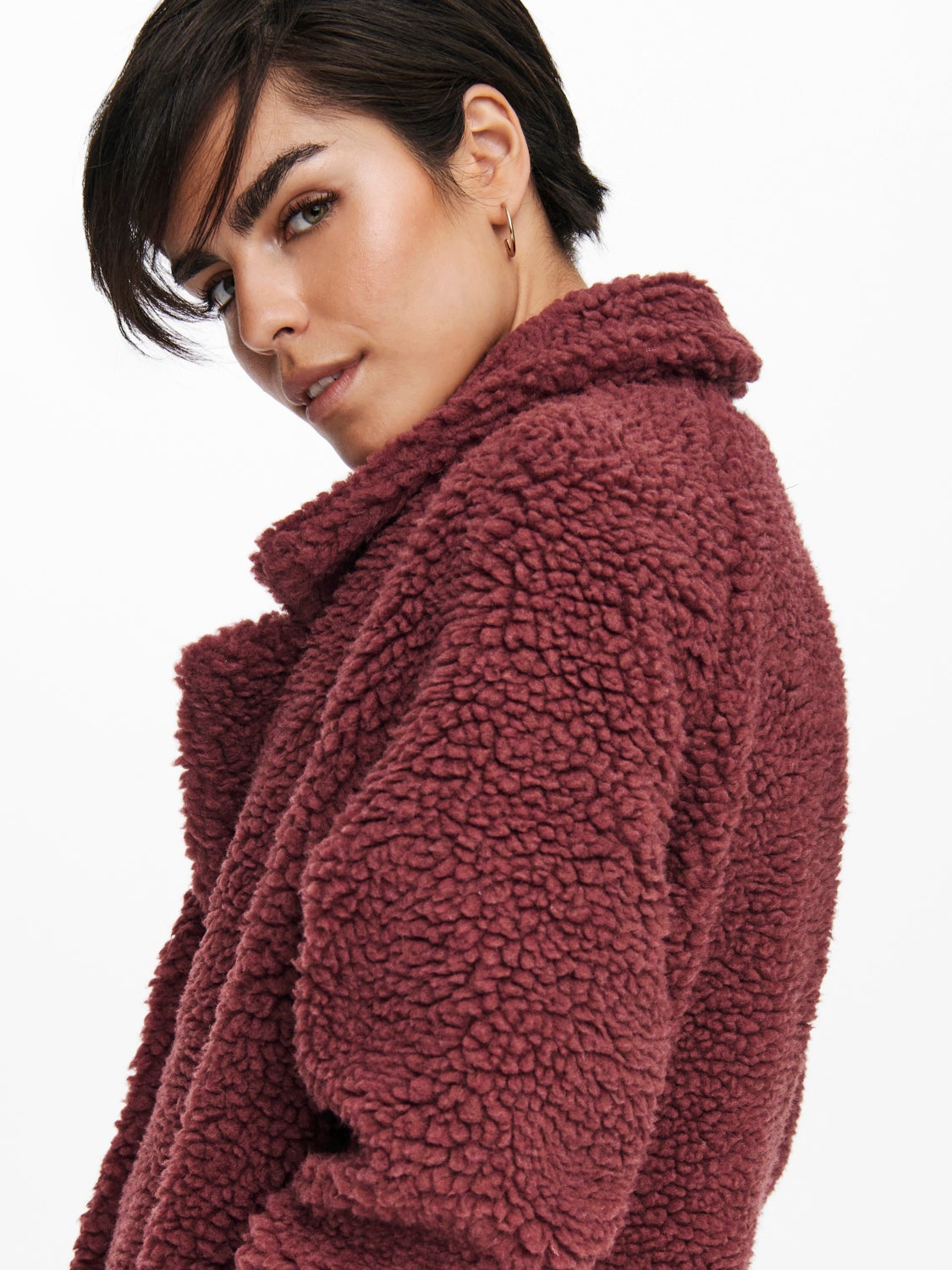 Sherpa Coat | Dark Red | ONLY®