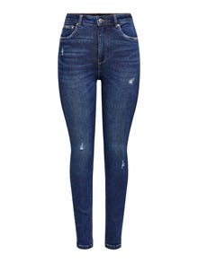 ONLY Skinny Fit Hohe Taille Jeans -Dark Blue Denim - 15209155