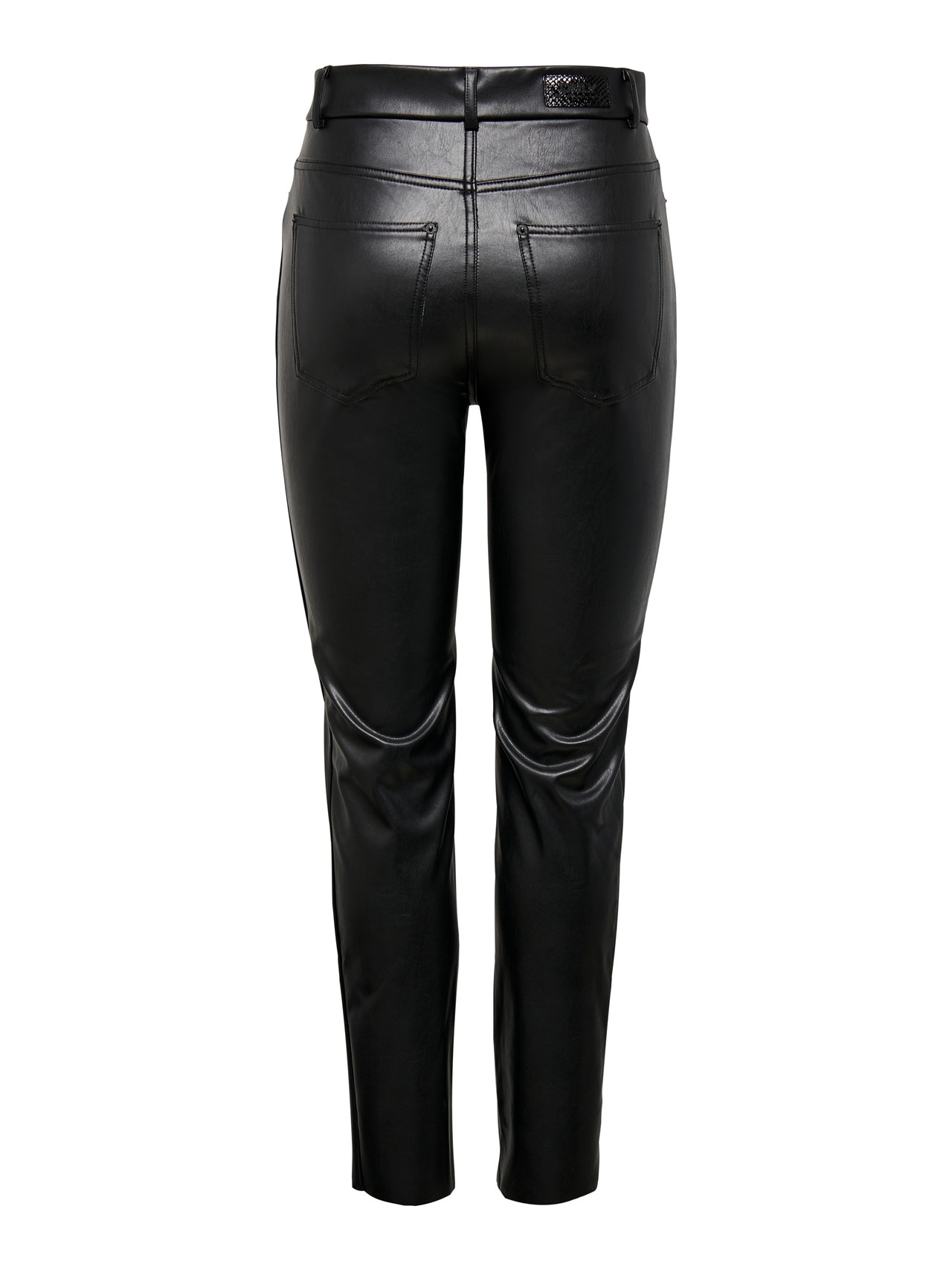 YWDJ Faux Leather Pants for Women Tummy Control Fashion Solid Zipper Casual  Mid Waist Leather Long PantsBlackL 
