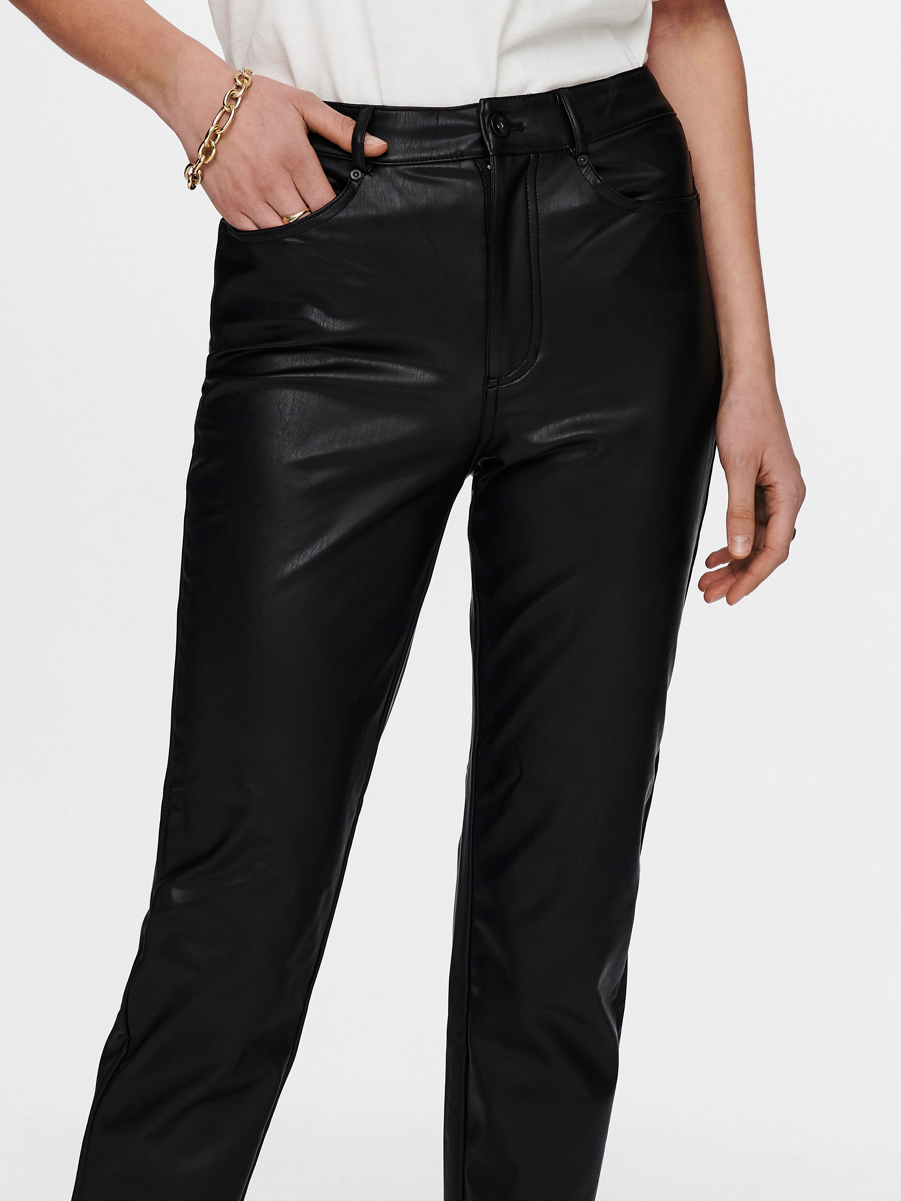 Pantalon discount sintetico negro