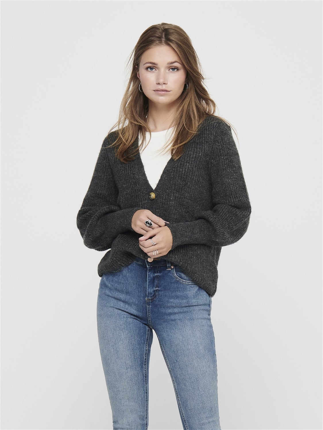 Bershka Strickjacke DAMEN Pullovers & Sweatshirts Basisch Rabatt 78 % Schwarz L 