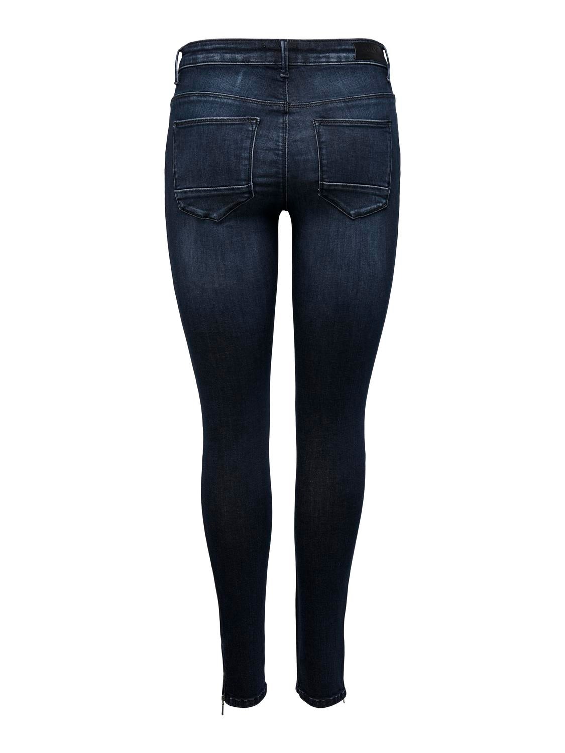 ONLY Skinny Fit Mittlere Taille Reißverschluss am Beinabschluss Jeans -Dark Blue Denim - 15209349