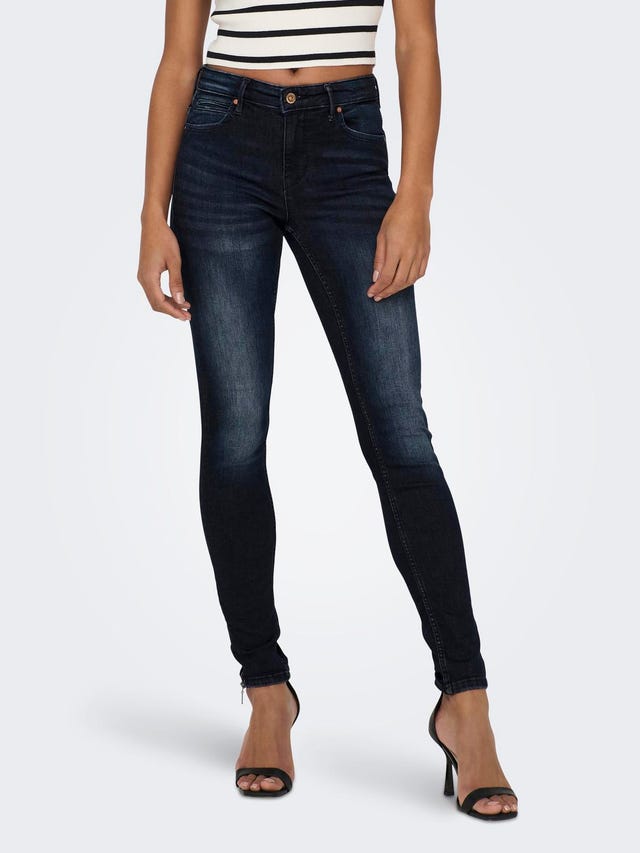 ONLY Skinny Fit Mittlere Taille Reißverschluss am Beinabschluss Jeans - 15209349