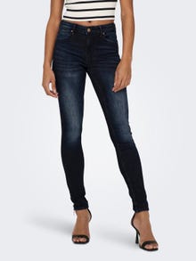 ONLY Skinny fit Mid waist Rits detail bij de pijp Jeans -Dark Blue Denim - 15209349