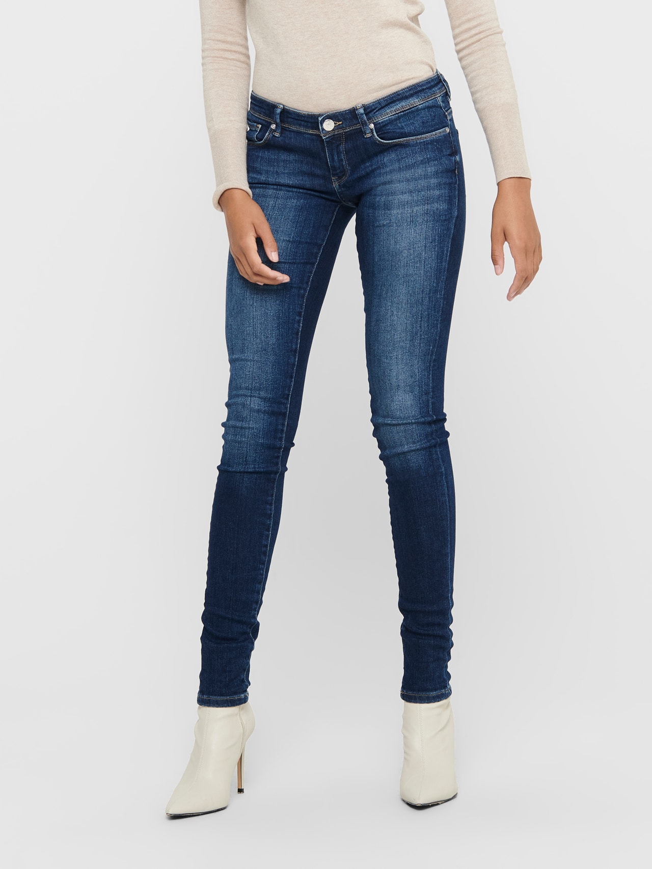 ONLY Skinny Fit Sehr niedrige Taille Jeans -Dark Blue Denim - 15209482