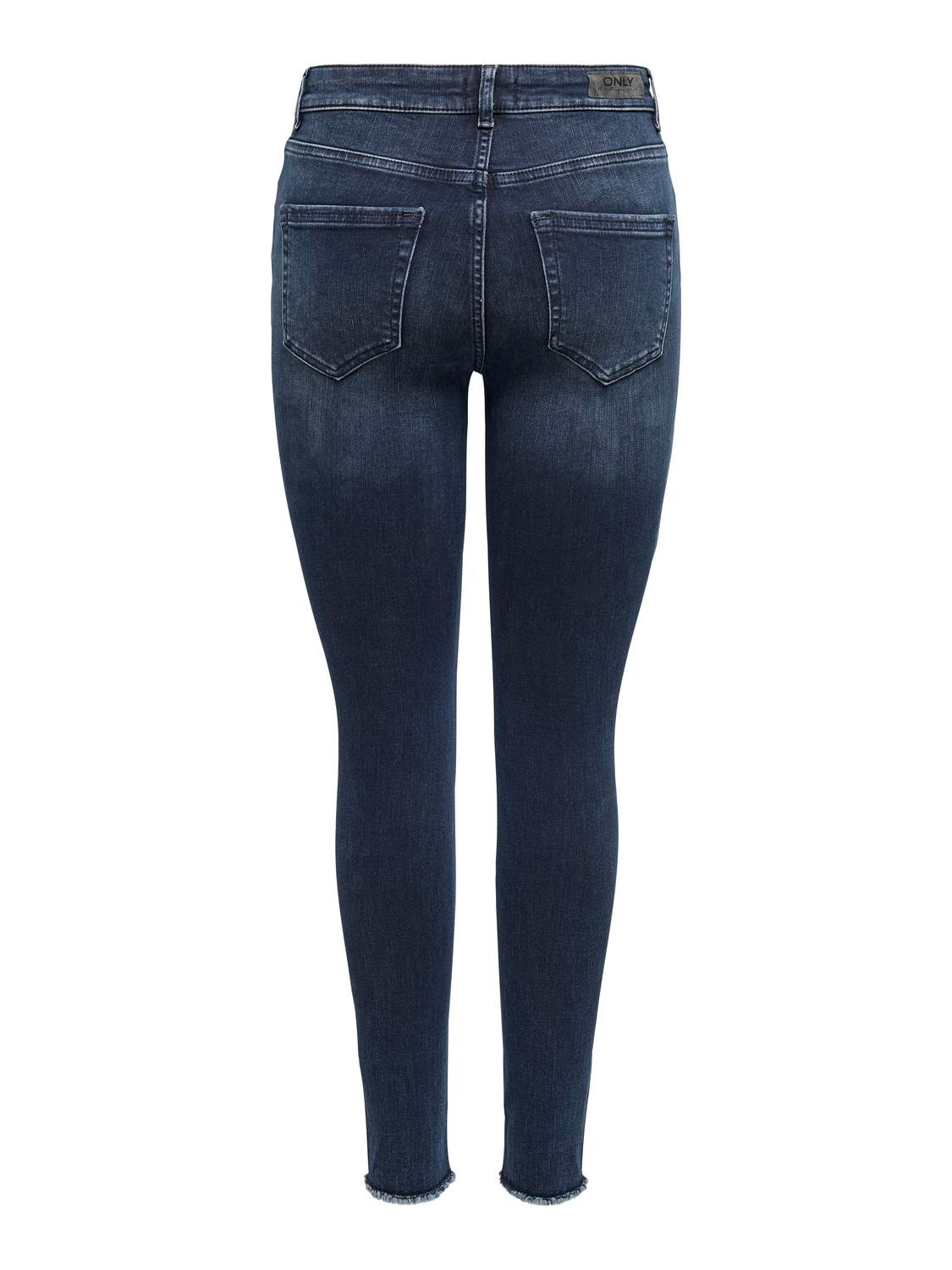 ONLY Jeans Skinny Fit Taille moyenne Ourlet brut -Blue Black Denim - 15209618