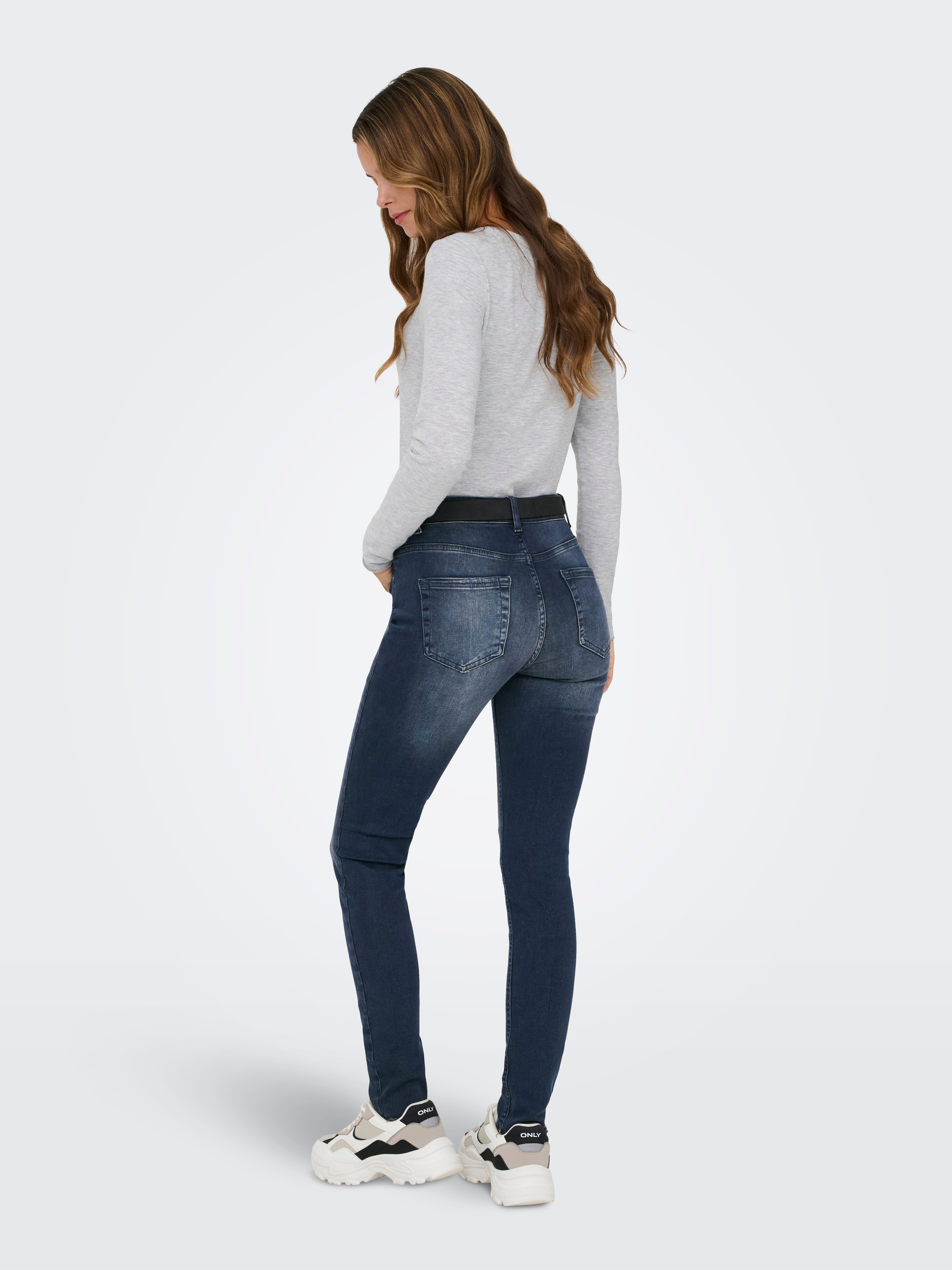ONLBLUSH Mittlere Taille Skinny Fit Jeans | Schwarz | ONLY®