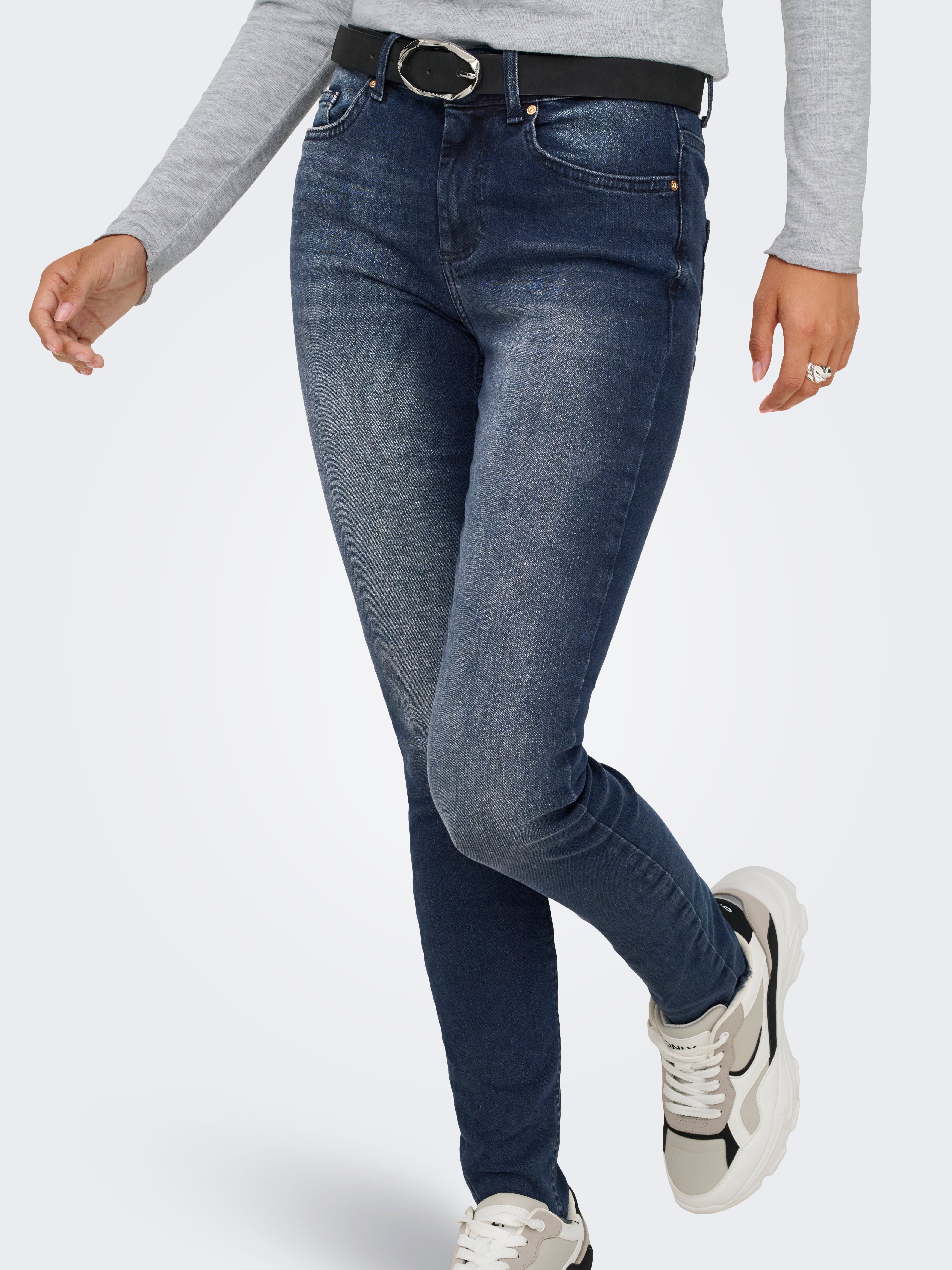 ONLBLUSH Mittlere Taille Skinny Fit Jeans | Schwarz | ONLY®