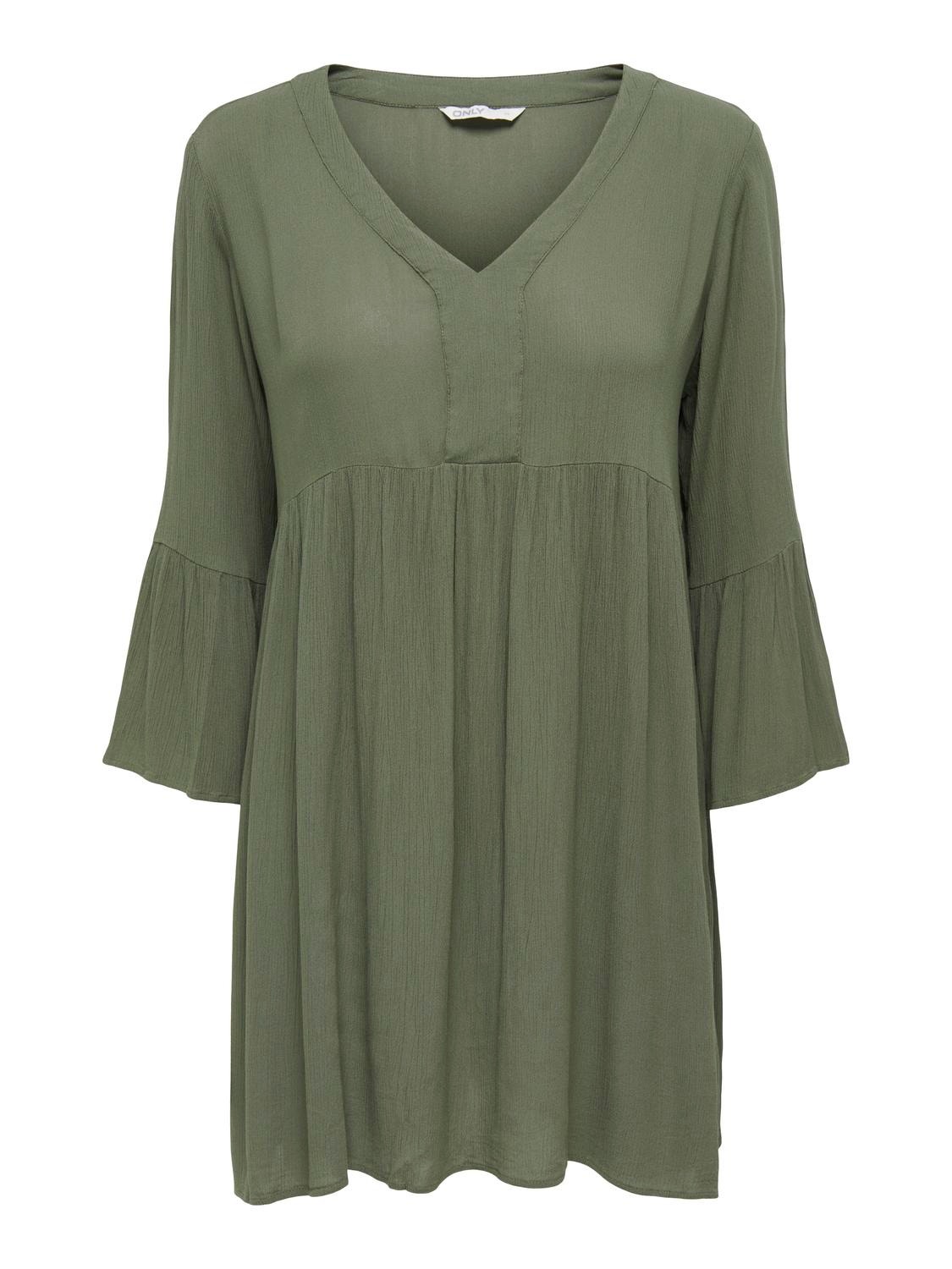 ONLY V-Neck Short Dress -Tea Leaf - 15209811
