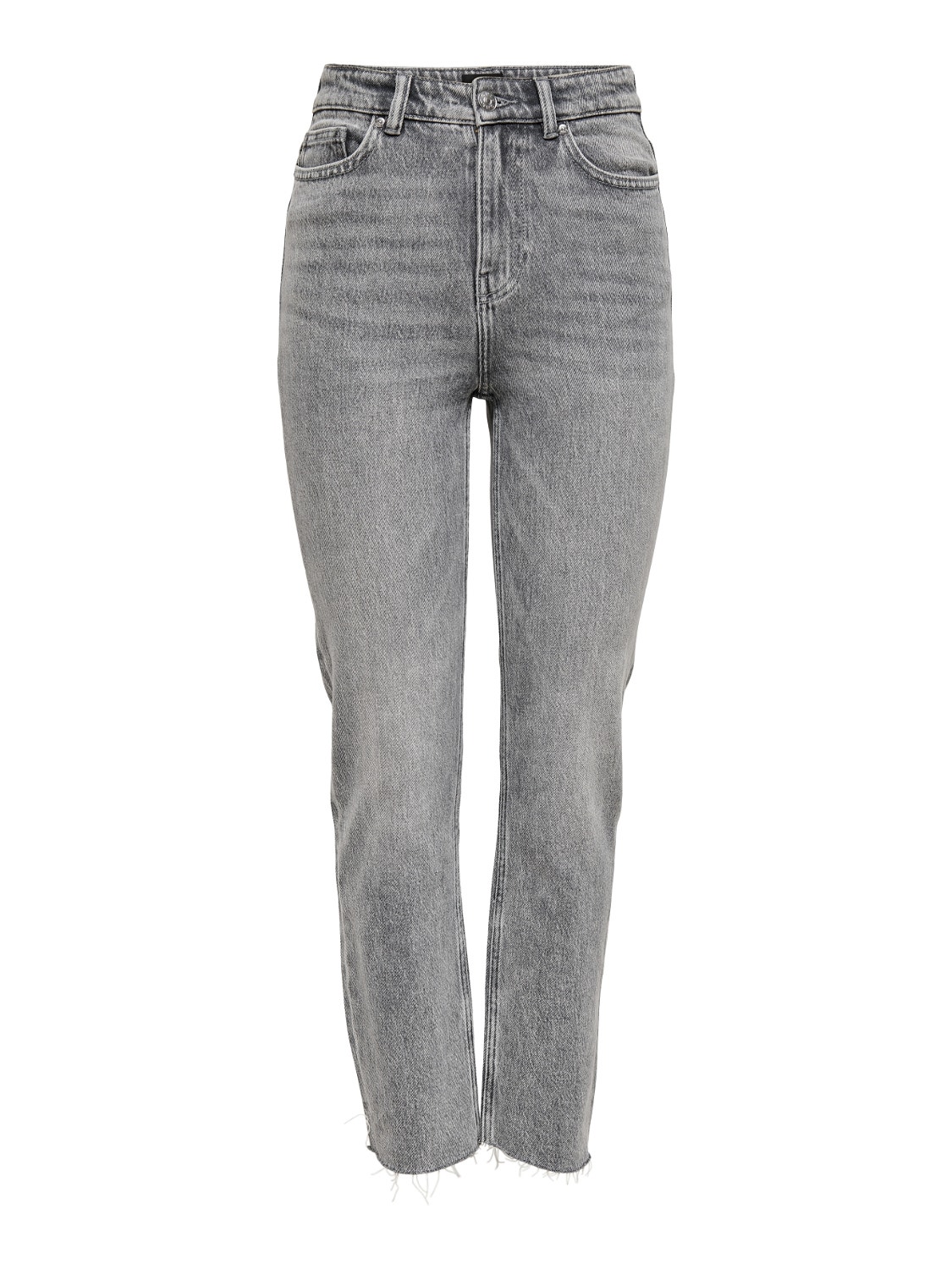 ONLY ONLEMILY HIGH WAIST STRAIGHT RAW ANKLE JEANS -Grey Denim - 15210065