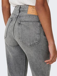 ONLY ONLEMILY HIGH WAIST STRAIGHT RAW ANKLE JEANS -Grey Denim - 15210065