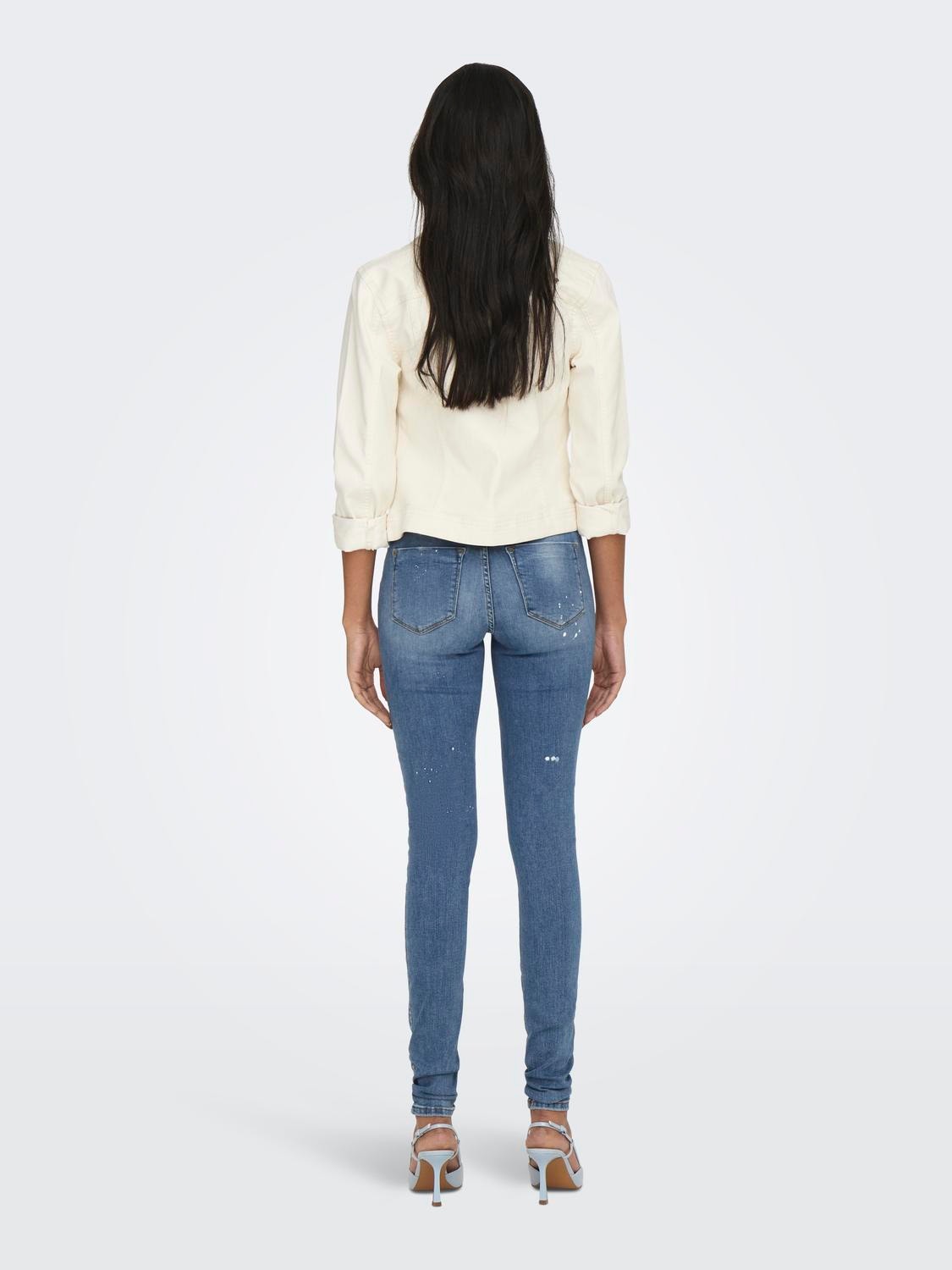 ONLY Skinny Fit Destroyed hems Jeans -Medium Blue Denim - 15210403