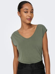 ONLY Short sleeve top with v-neck -Kalamata - 15210576