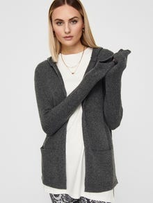 ONLY Hooded Knitted Cardigan -Dark Grey Melange - 15211487