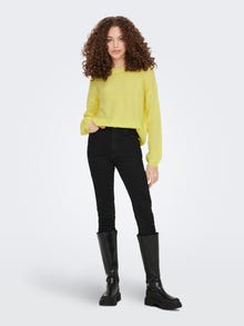 ONLY O-neck knitted pullover -Yellow Cream - 15211499