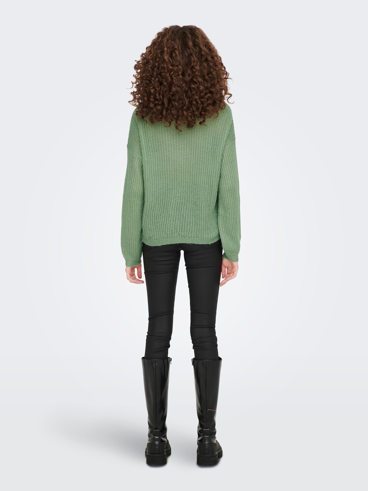 ONLY Round Neck Dropped shoulders Pullover -Basil - 15211499