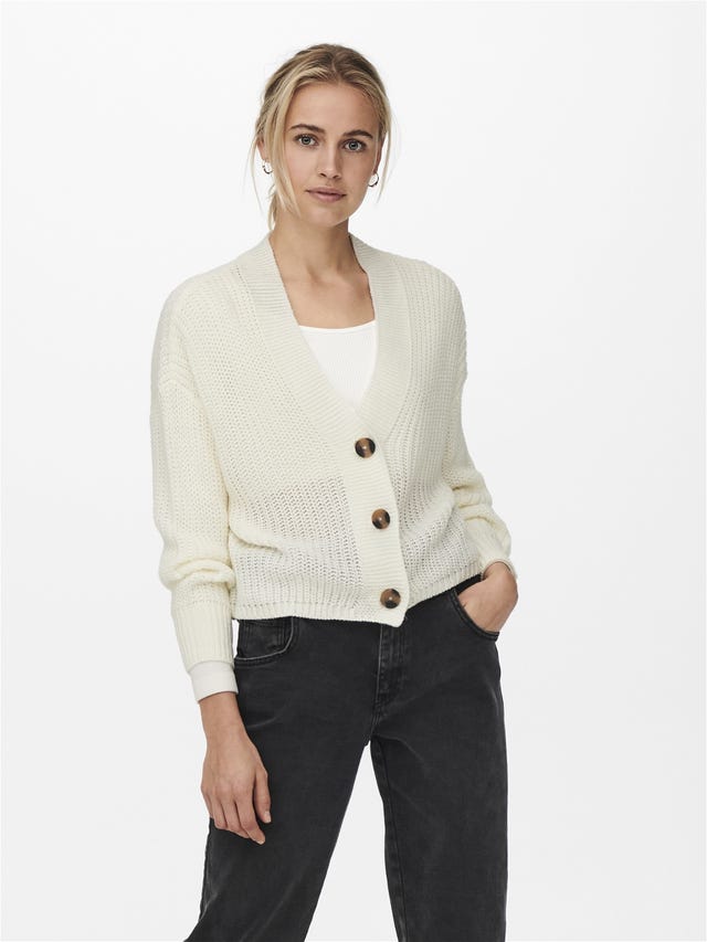 ONLY Regular Fit V-Neck Ribbed cuffs Dropped shoulders Knit Cardigan - 15211521