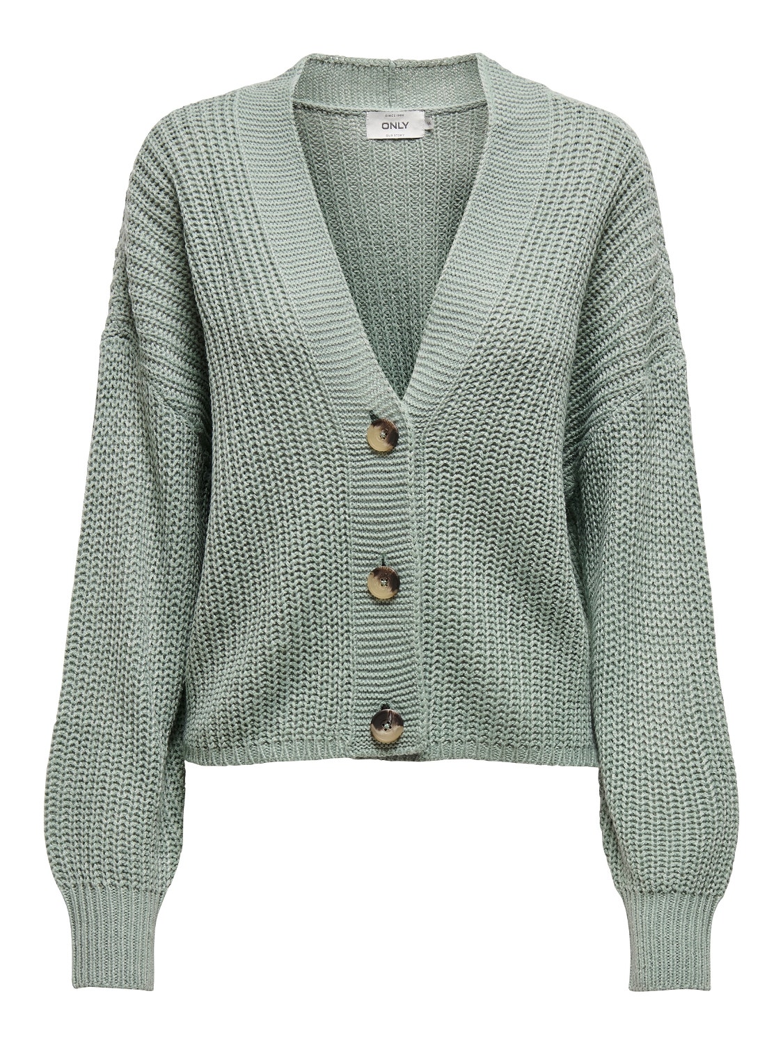 ONLY Regular Fit V-Neck Ribbed cuffs Dropped shoulders Knit Cardigan -Chinois Green - 15211521