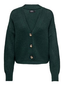 ONLY Regular Fit V-Neck Ribbed cuffs Dropped shoulders Knit Cardigan -Green Gables - 15211521