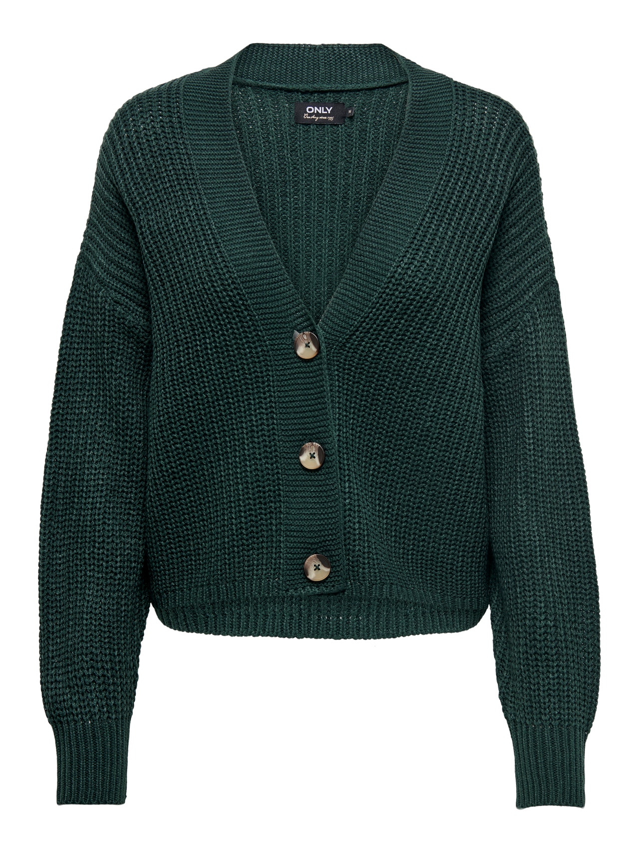 ONLY Regular Fit V-Neck Ribbed cuffs Dropped shoulders Knit Cardigan -Green Gables - 15211521