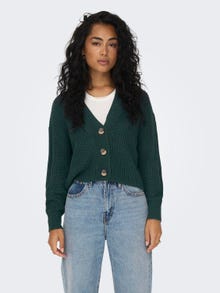 ONLY Regular Fit V-Neck Ribbed cuffs Dropped shoulders Knit Cardigan -Green Gables - 15211521