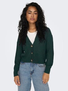 ONLY Regular Fit V-Neck Ribbed cuffs Dropped shoulders Knit Cardigan -Green Gables - 15211521