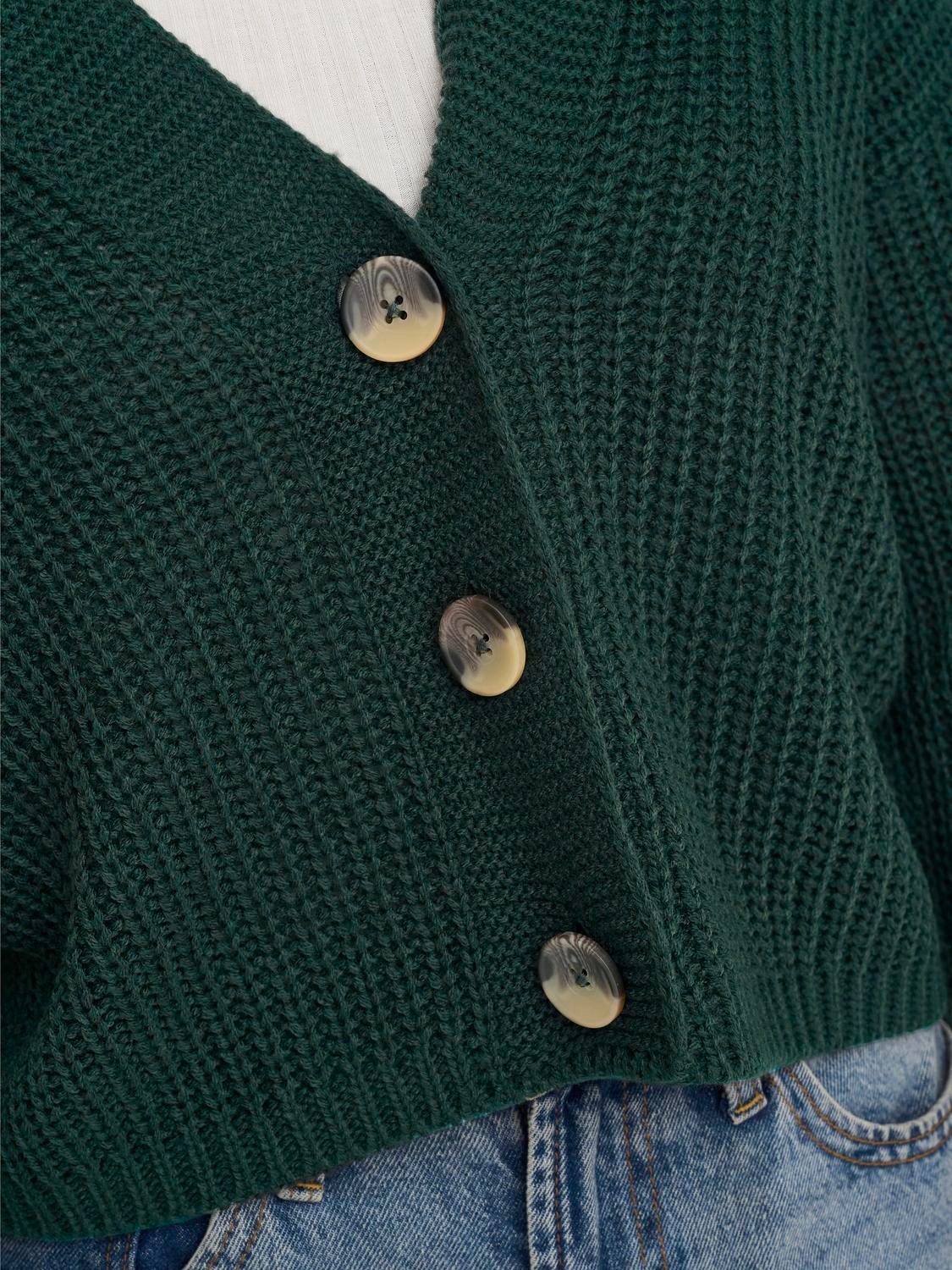 ONLY Regular Fit V-Neck Ribbed cuffs Dropped shoulders Knit Cardigan -Green Gables - 15211521