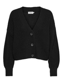 ONLY Regular Fit V-Neck Ribbed cuffs Dropped shoulders Knit Cardigan -Black - 15211521