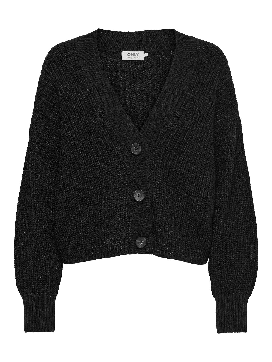 ONLY Regular Fit V-Neck Ribbed cuffs Dropped shoulders Knit Cardigan -Black - 15211521