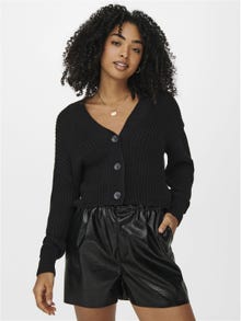 ONLY Regular Fit V-Neck Ribbed cuffs Dropped shoulders Knit Cardigan -Black - 15211521